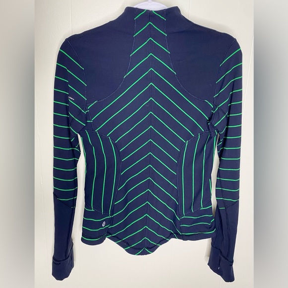 Lululemon Forme Jacket Blue Green Striped Cuffins Full Zip Inkwell - Picture 5 of 7